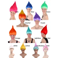 

Wholesale amzaon Colorful halloween wig cosplay party supplies Straight Elf pixie Wacky Trolls Wig synthetic party wig