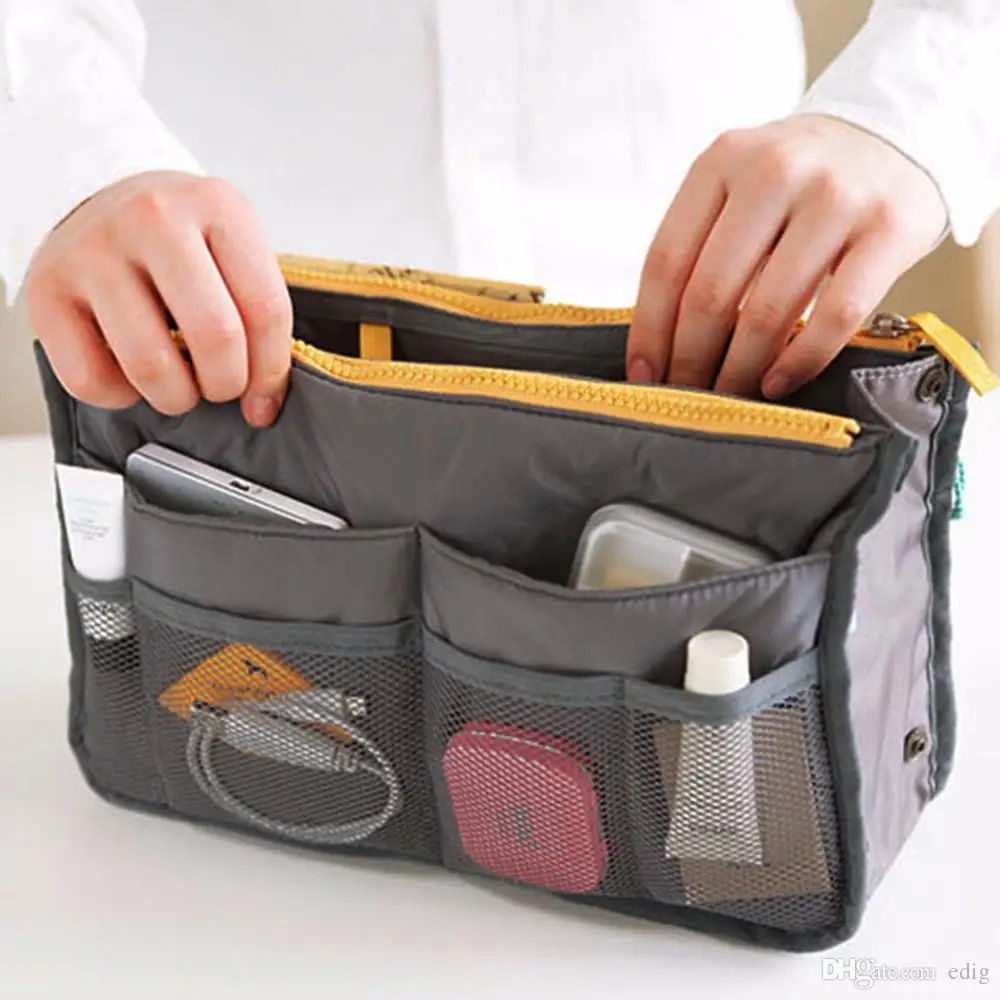 

Durable Travel Makeup Nylon Cosmetic Bag Insert Handbag Purse Zipper Case Organizer
