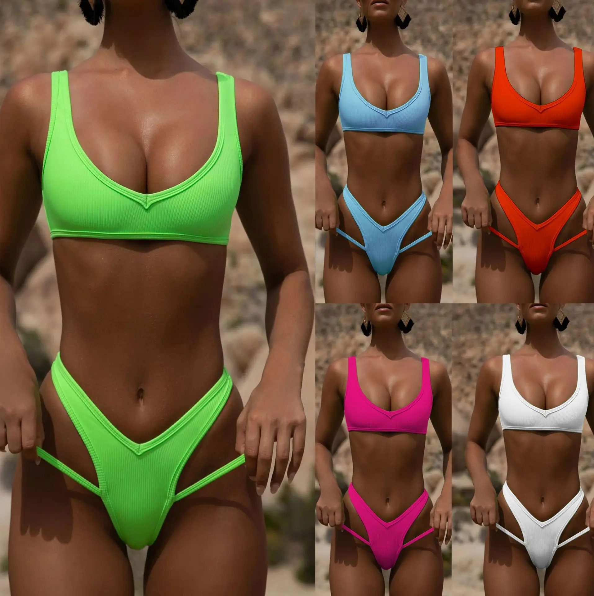 

2019 Guangzhou Factory Tankinis Women Swiwwear Beachwear Sexy Bikini Two Pieces Swimsuit Wholesale, As the picture