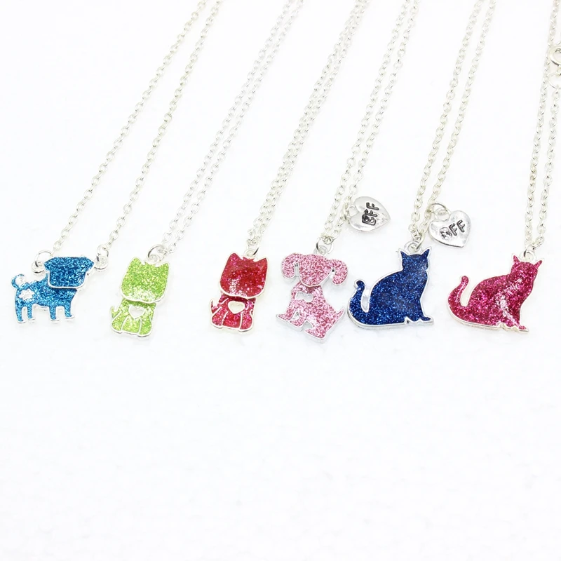 

New Design Kids Cute Dog Necklace Jewelry Children Best Friends Necklace Puppy Necklace, As picture