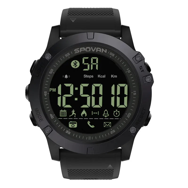 Spovan Men's Watches 50M Waterproof Bluetooth Smart Control Digital Wrist Watches for Men Passometer Sport Digital Clock LED New