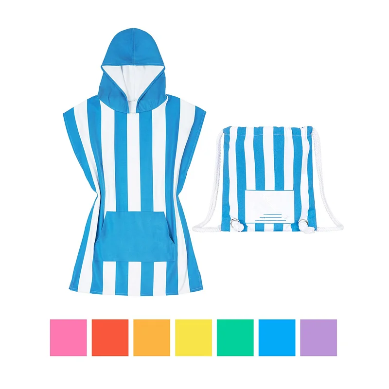 Hooded Beach Bathing Suit Coverup Quick Dry Beach Towel  Poncho Kids 1-12 Years Old Bath Robe