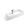New product Rectangular durable solid surface wall hung bathroom sink with counter table artificial stone resin marble