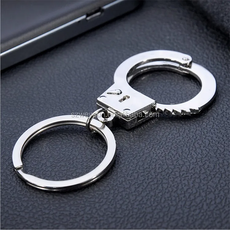 Metal Adjustable Creative Handcuffs Keyring Keys For Men Stainless 