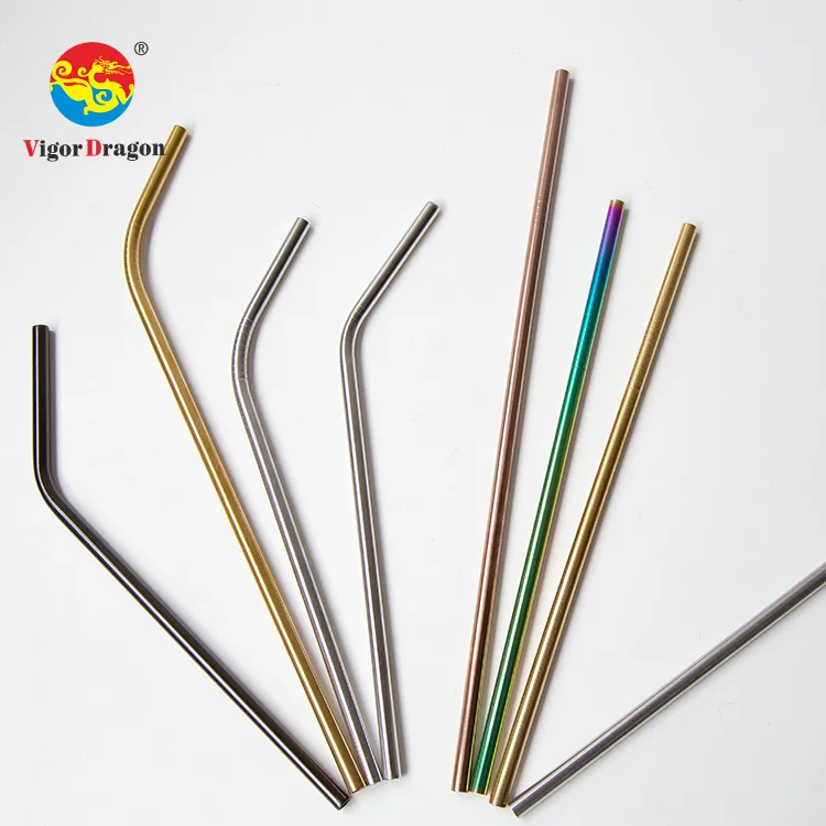 

Bulk Black Custom 304 Reusable Bent Metal Drinking Straws with Cleaner Brush, Sliver/ rose gold/ gold/ black/ rainbow