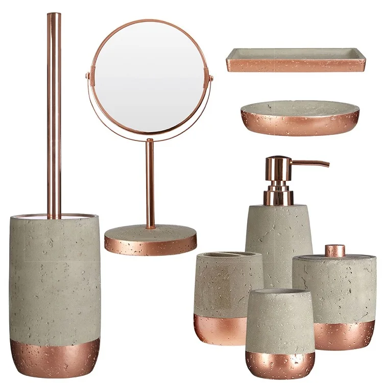 Cement Rose Gold Home Decor Bathroom Bath Accessories Set Modern Buy Bathroom Accessories Set Modern Bathroom Accessory China Bathroom Bath Accessories Set Product On Alibaba Com