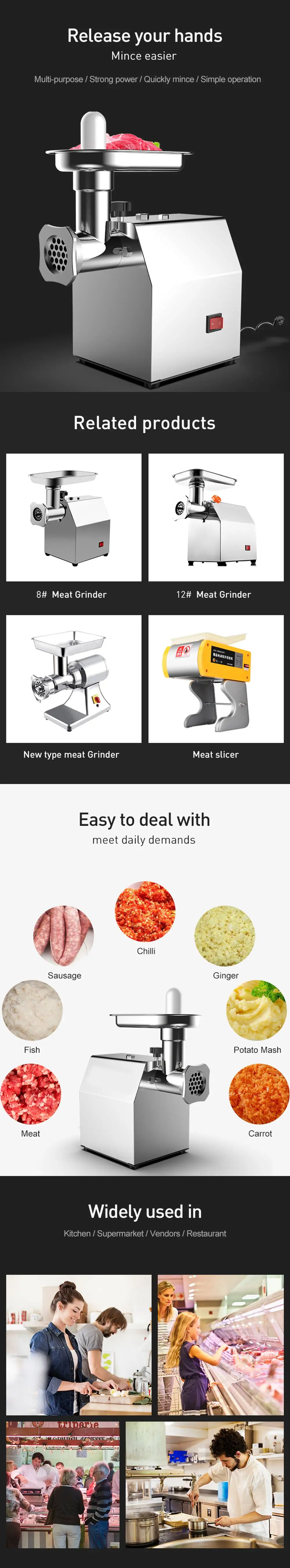 Hr12 Industrial Butcher Meat Grinder Machine Commercial Electric Meat