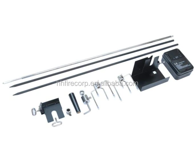 Rotating Cordless Dual Post Open Fire Spit Rotisserie Kit With 38 Inch