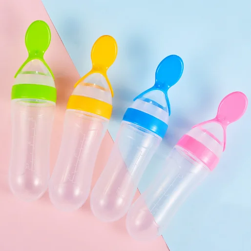 Baby Food Feeder Training Silicone Rice Paste Squeeze Bottle With