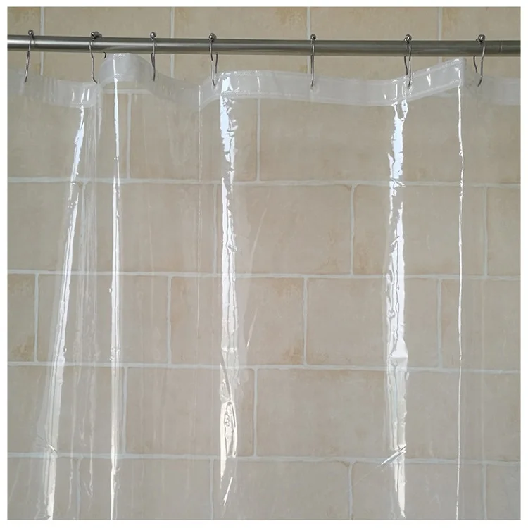 

Wholesale Transparent Hookless PEVA Shower Curtain Design Waterproof White Hookless Shower Curtain
