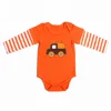 2018 baby boutique baby clothing kids clothes Halloween pumpkin truck romper orange stripe long sleeve bubble