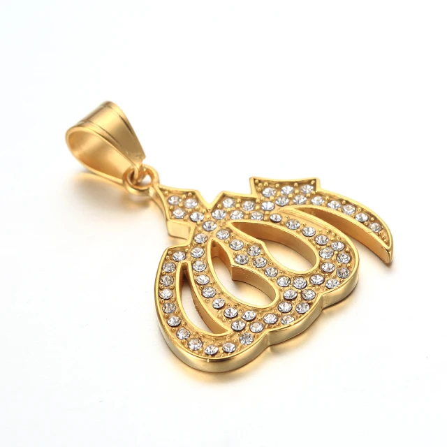 New arrival stainless steel jewelry 18k muslim gold pendant gold allah diamond pendants