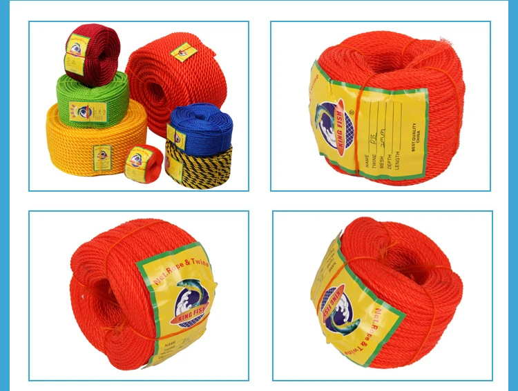 Twisted poly dacron fishing net twine double polyester colored 6mm 5mm nylon braided PE ROPE
