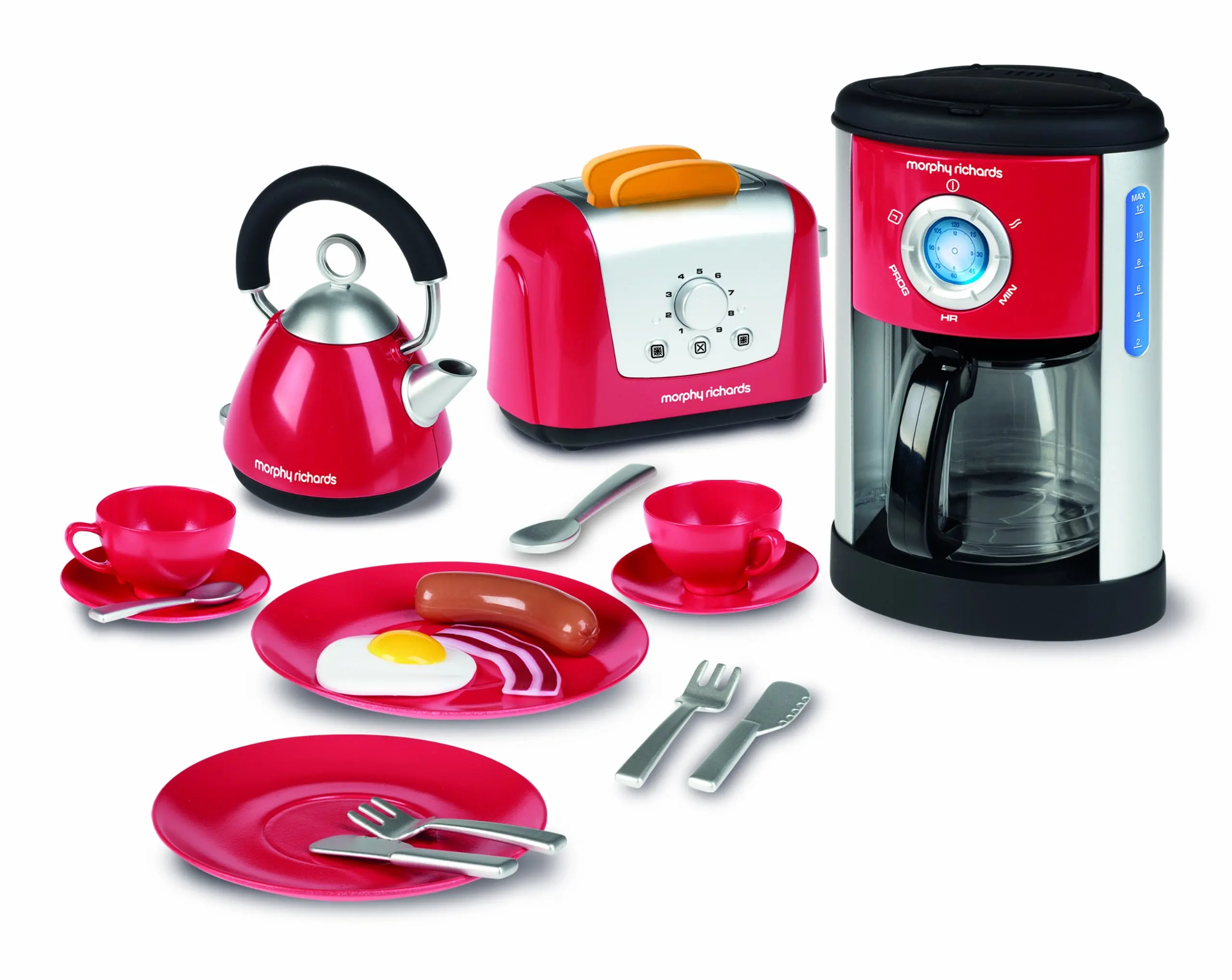 morphy richards red toaster and kettle set