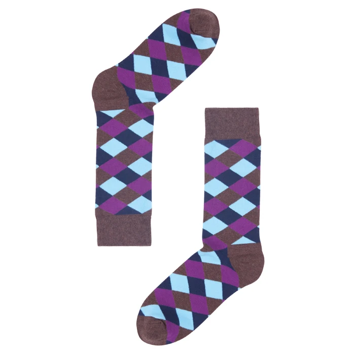 Colorful Mens Socks Anti-Skid Comfortable Rhombus Cotton Socks