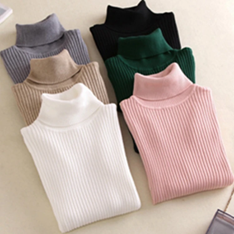 

Thick Turtle neck Warm Knitted Sweater Women Autumn Winter Pull High Elasticity Soft Pullover Sweater