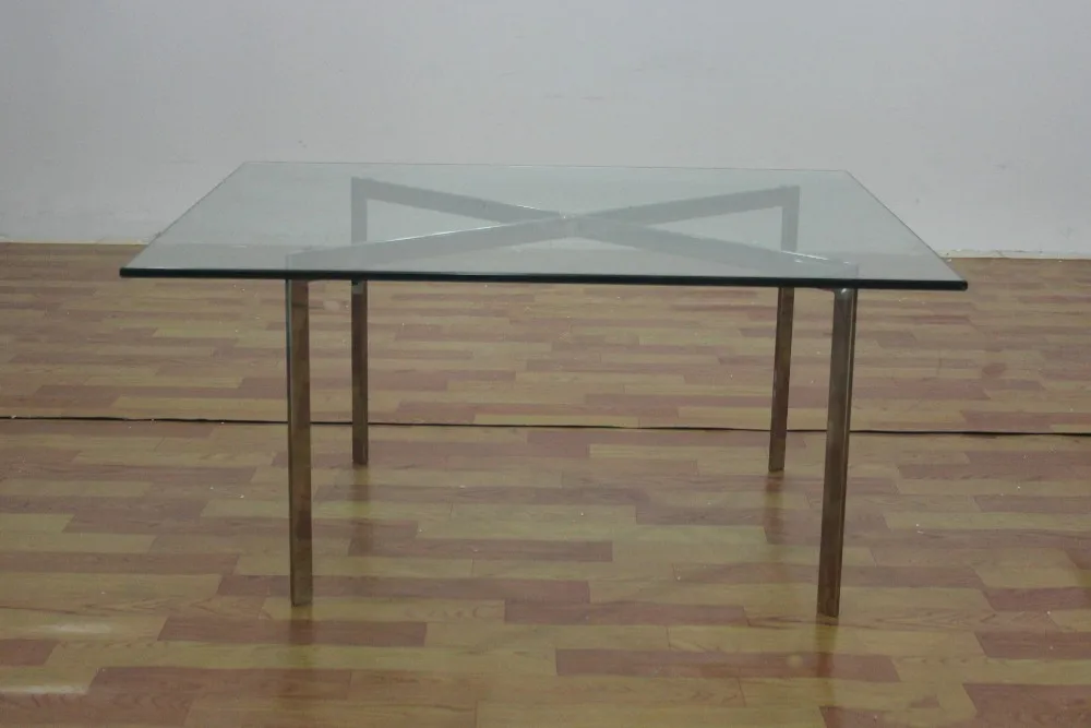 Living Room Furniture Glass Table Replica Mies Van Der Rohe Barcelona