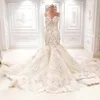 ZH0789X Amazing Dubai Mermaid Wedding Dresses 2019 Luxury Crystal Rhinestone Sweetheart Lace Appliques Gorgeous Wedding Gown