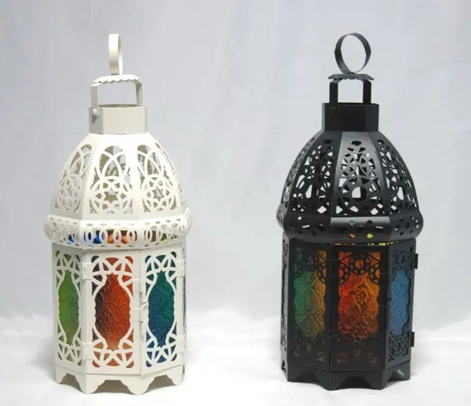 Hot sale metal candle holders Moroccan style small house hollowed out lantern,  indoor wedding party garden