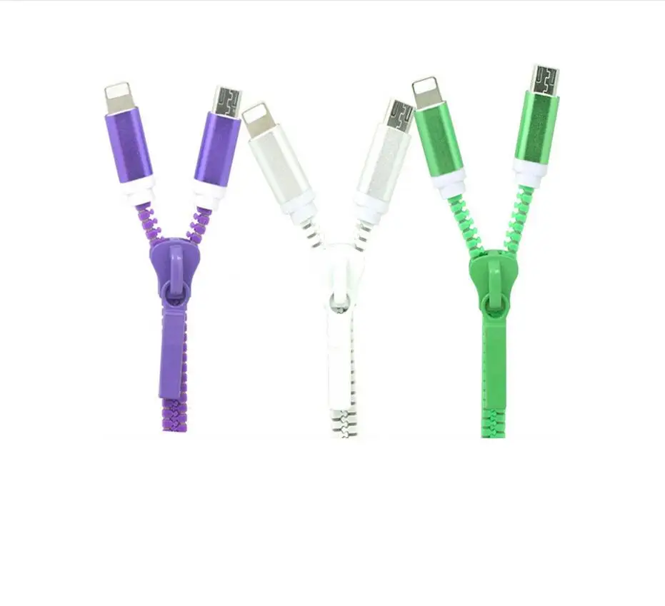 

Zipper USB Cable Charger Data charging cable for Iphone Android 2 in 1