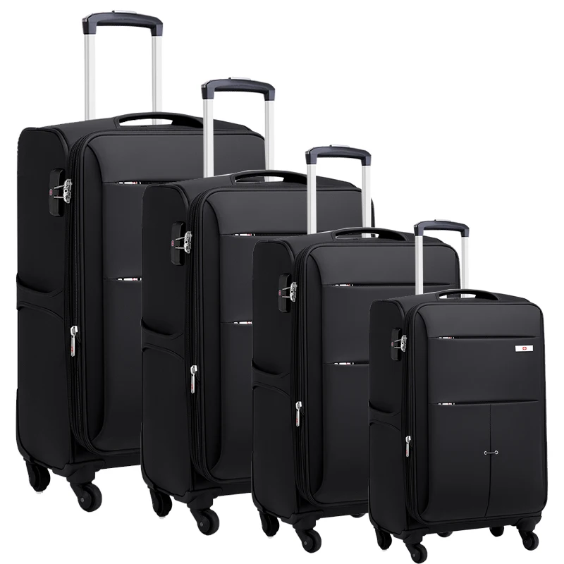 

4pcs 20"/24"/28"/32 inch Waterproof nylon suitcase Travel Luggage Trolley Luggage sets business suitcase, Black,coffee,purple