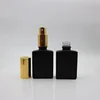 Free samples matt black frosted man perfume bottle 15ml 30ml rectangular shape with spray pump cap