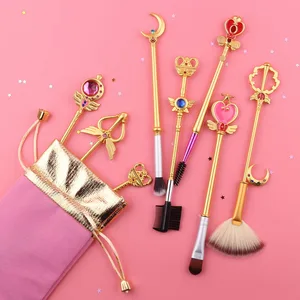 2018 hot sale professional private label make up metal brush 8 piece Sailor Moon makeup brush set