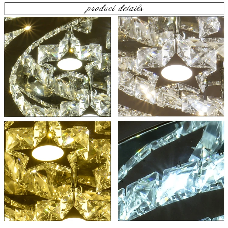 XingJun three Color Stainless Steel large luxury crystal modern led ceiling light