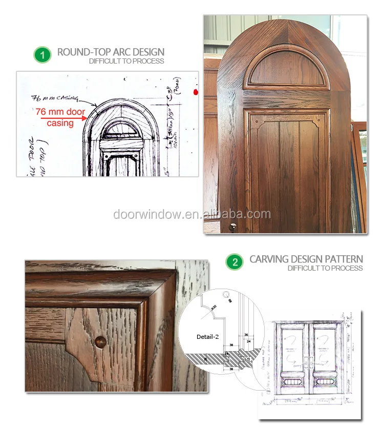 Drawing art interior round top design hinged door room door for house