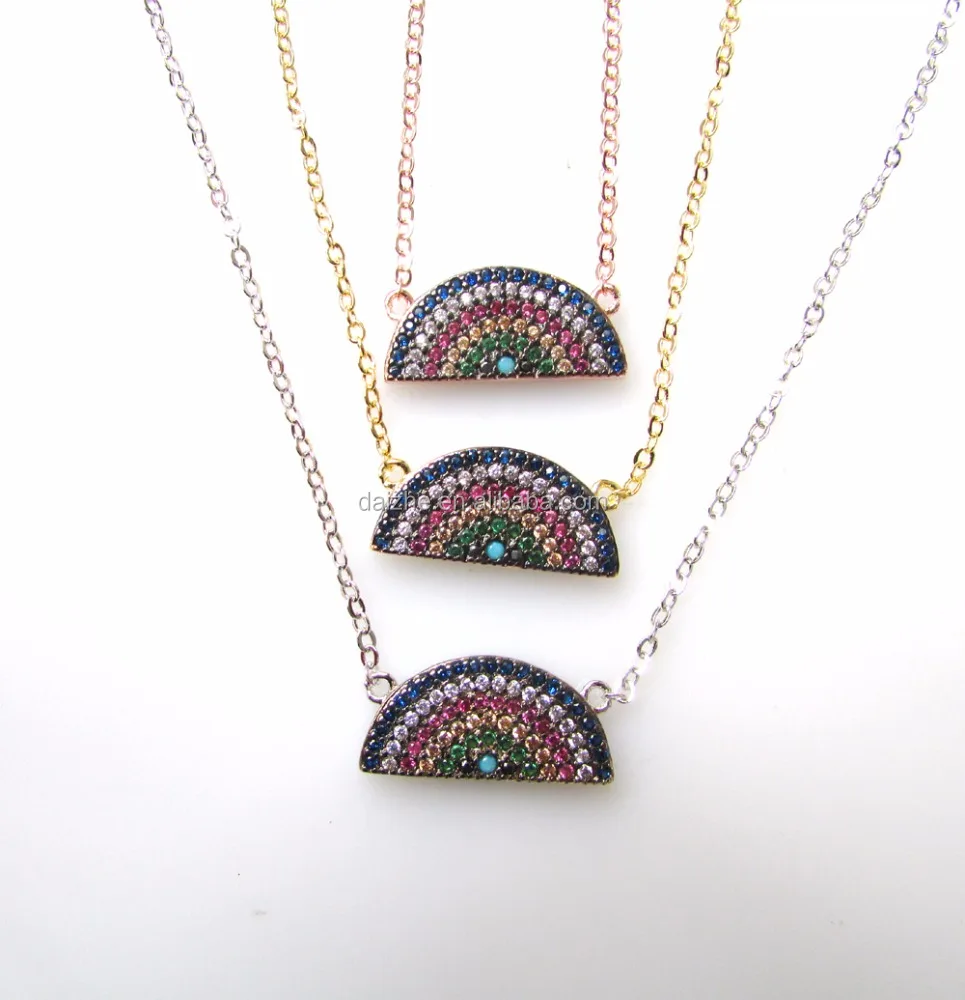 

in stock 2021 cheap wholesale colorful micro pave nano cz rainbow necklace