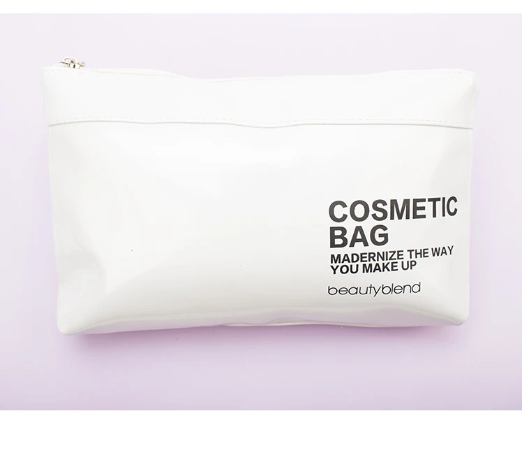 Beautyblend R-8003 Big Capacity White Cosmetic Bag PU Material Waterproof Makeup Bag