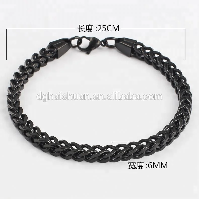 

OUMI 316L Stainless Steel Franco Chain Bracelet for Men Women  Wide 8 Inches 3 Colors Black Gold Silver, Customize
