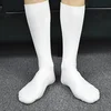 Men's business pure color fashion all combed cotton sock breathable black and white long tube double needle socks