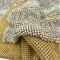 

S059 SS6 AB color wholesale fabric diamante rhinestone mesh rhinestone mesh sheet for clothing shoes bags etc