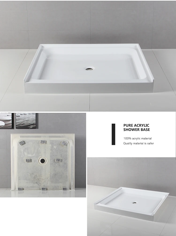 Waltmal Square Resin Composite Shower Tray Stone 48x42 Inch Wtm
