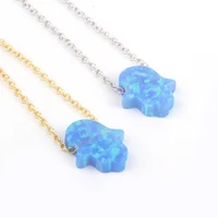 

Wholesale Fashion Silver Jewelry ,925 Sterling Silver Hamsa Blue Fire Opal Necklace