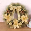 40cm Diameter Christmas Wreath Bow Pine Needle Christmas Decoration For Home Party Outdoor Tree Ornaments Supplies