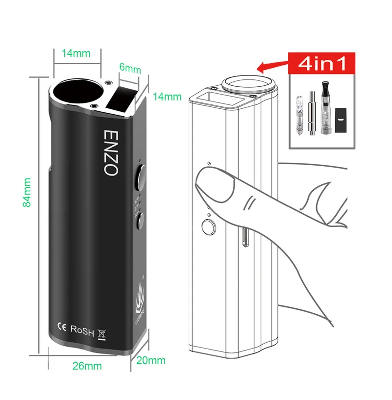 4 in 1 510 thread CBD vape pen battery box mod for all size CBD oil cartridge and pod