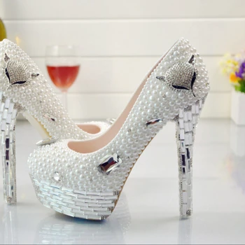 white and silver wedding shoes