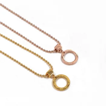 simple circle pendant gold and rose gold stainless steel roman