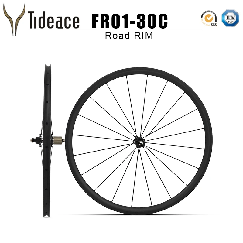 

30C Carbon Fiber Clincher and tubeless compatible 700C Chinese Road Carbon Wheelset Bike Bicycle Wheels