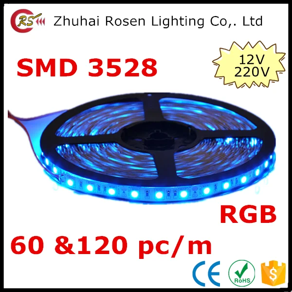 DC 12V 54 60 120 leds/m waterproof 5M RGB led strip light smd 3528 grow light home depot