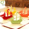 Custom/Wholesale 3D paper carving Handmade Cards Sailboat Greeting Gift cards