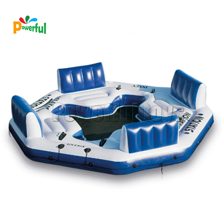 Inflatable Floating Island platform 5 Person Party Boat Raft for Pool Lake River