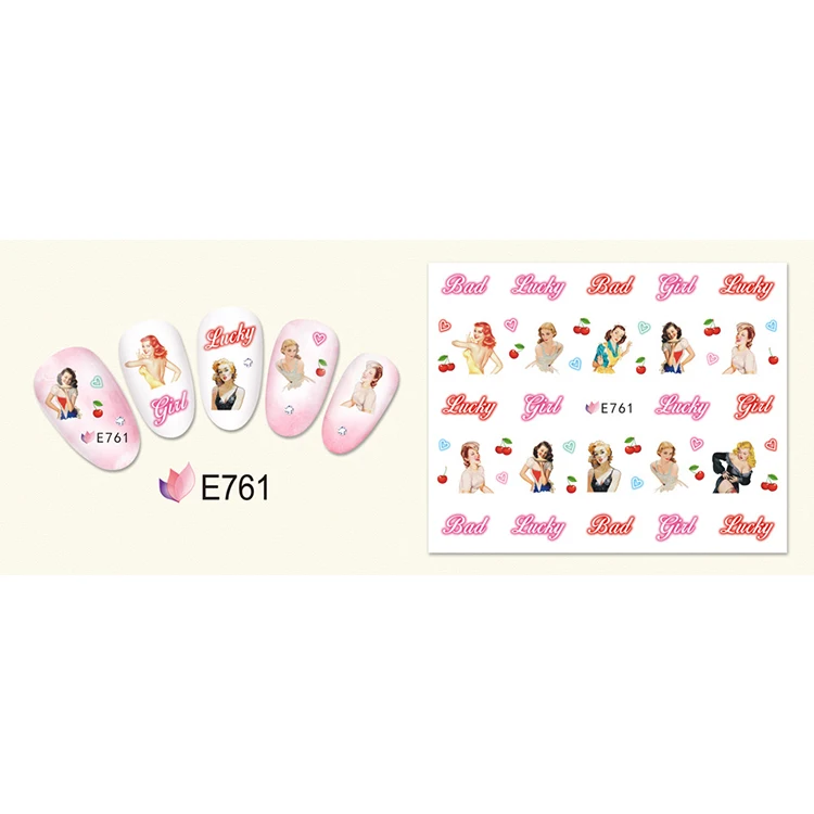 

E 761-800 New Design Nail Manicures Decals 3D Art Cute feather Best Nail Art sticker for nail, Colorful