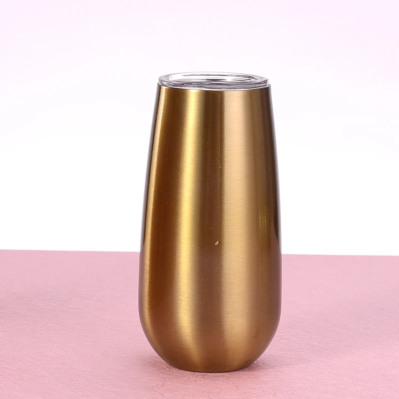 

Personalized Champagne Outdoor Wine Glasses Vacuum Insulated Stemless Stainless Steel Metal Glass