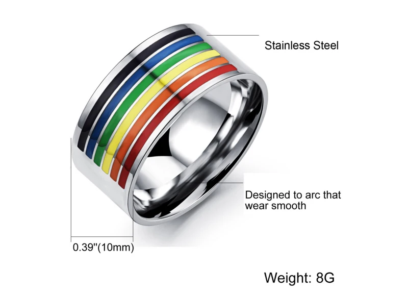 Men Fashion 10MM Stainless Steel Gay Symbol Ring For Men