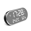 HD LED Temperature Mirror Alarm Clock Multi-function Mirror Dual USB Port Charging Alarm Clock