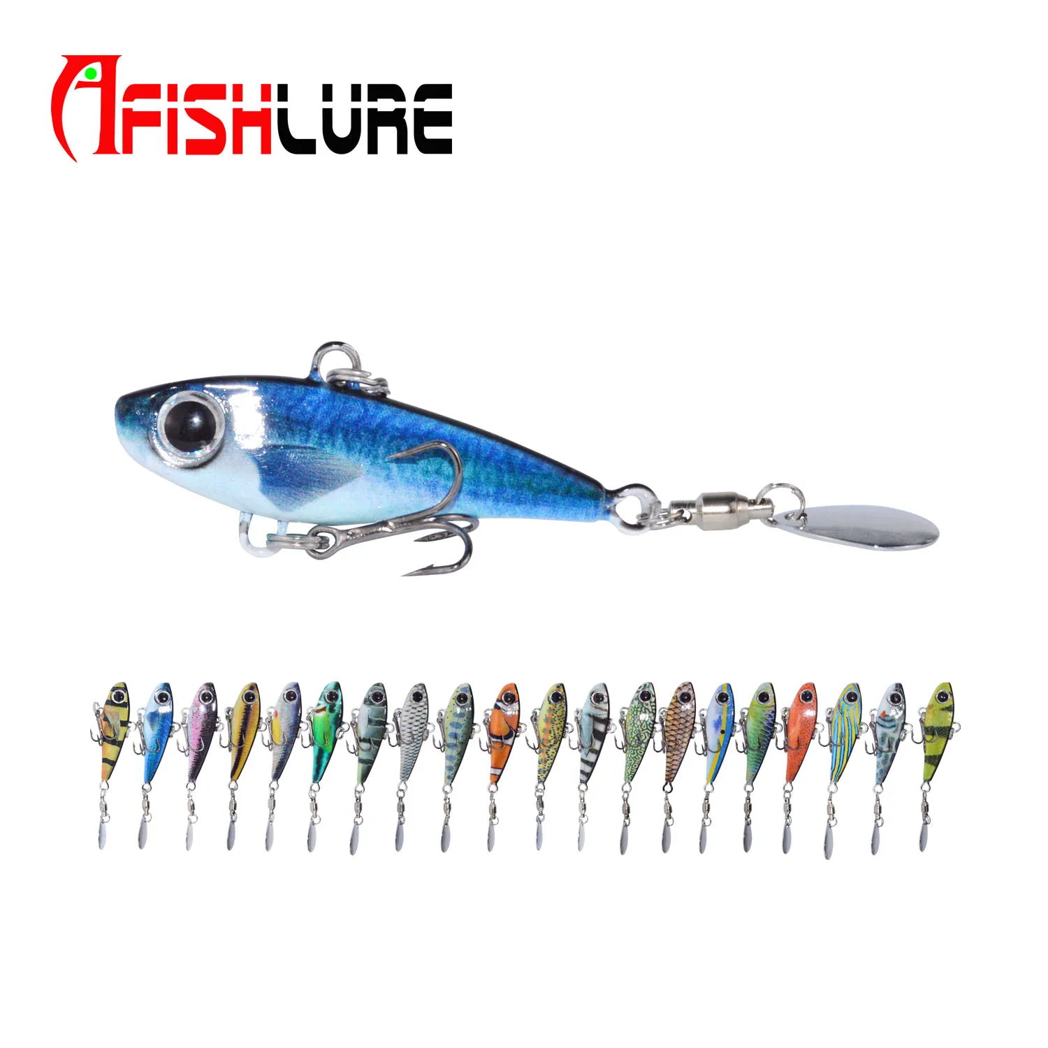 

Afishlure fishing lure 18g 50mm Sea hard Lure Small Jigging Lead Fish Bass Metal VIB Fishing Jig Spoon, 20 colors for choice