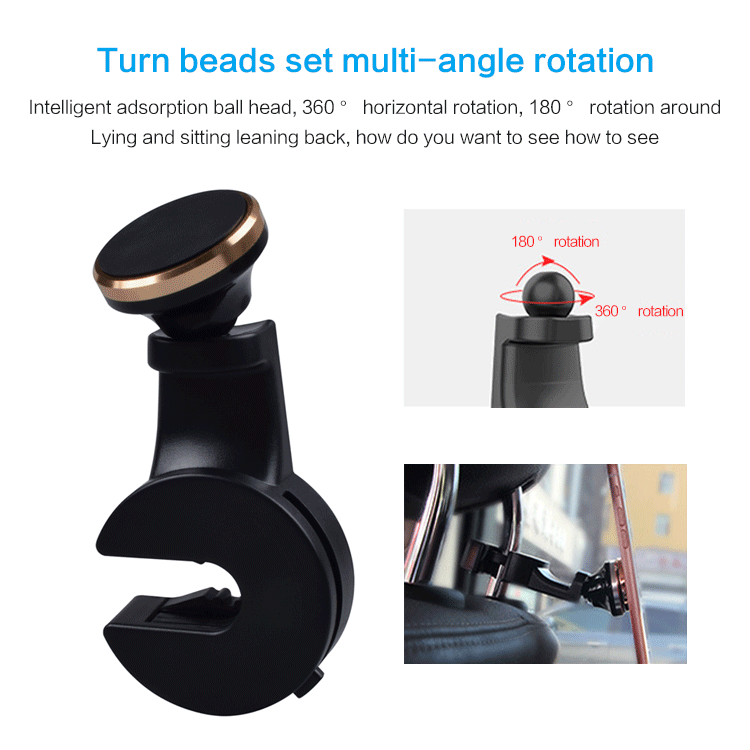 Car Headrest Mount Phone Tablet Holder Rotating Adjustable Car Seat